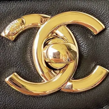 Chanel CC AS2681 Taška s klopou a horním uchem, telecí kůže, černá