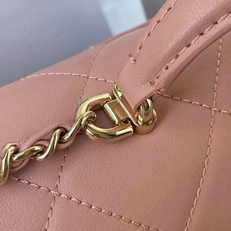 Chanel CC AS2681 Taška s klopou a horním uchem z telecí kůže, růžová