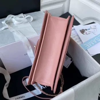 Chanel CC AS2681 Taška s klopou a horním uchem z telecí kůže, růžová