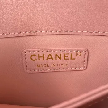 Chanel CC AS2681 Taška s klopou a horním uchem z telecí kůže, růžová