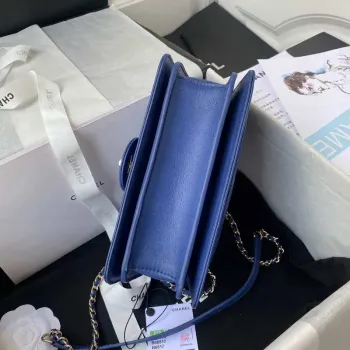 Malá kabelka Chanel s horním uchem z telecí kůže CC AS2680 modrá