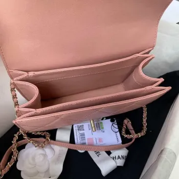 Malá kabelka Chanel s horním uchem z telecí kůže CC AS2680 růžová