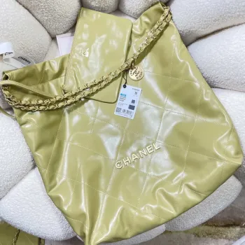 Chanel 22 Velká kabelka Lesklá telecí kůže AS3262 Světle zelená