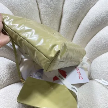 Chanel 22 Kabelka Lesklá telecí kůže AS3261 Světle zelená