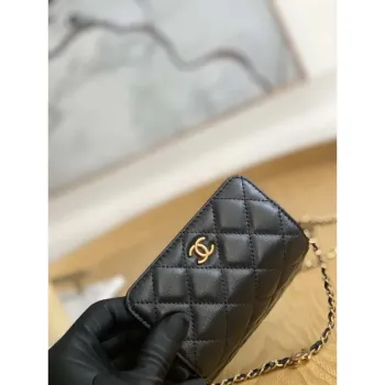 Chanel AP3036 Kabelka s řetízkem z jehněčí kůže, černá