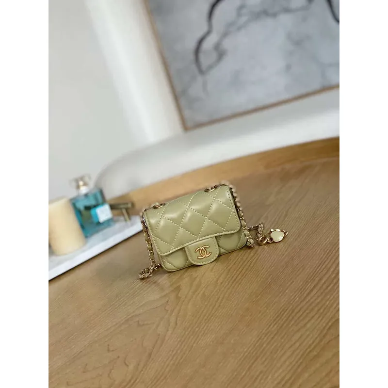 Chanel AP3037 BELT Taška Jehněčí kůže Smalt a zlatý kov Zelená