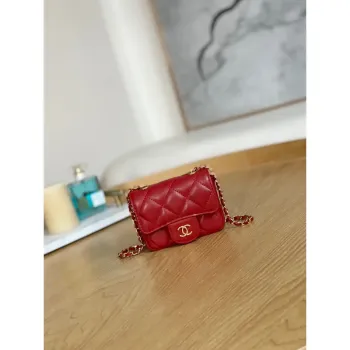 Chanel AP3037 BELT Taška Jehněčí kůže Smalt a zlatý kov Červená