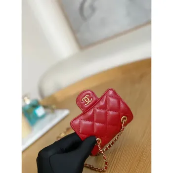 Chanel AP3037 BELT Taška Jehněčí kůže Smalt a zlatý kov Červená