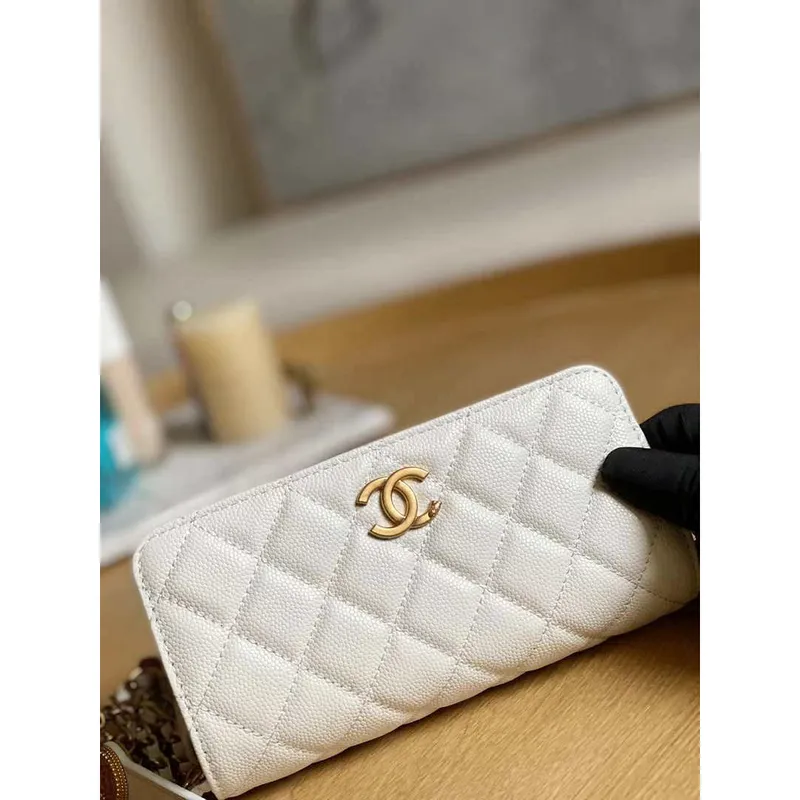 Chanel AP81210 Pásková taška s kapsou, bílá