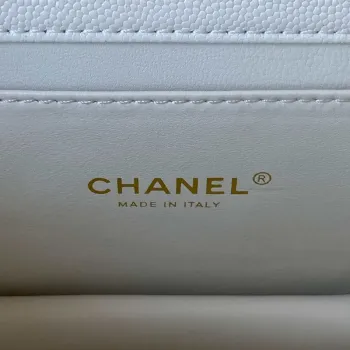 Chanel AS3580 Malá kabelka s klopou Jehněčí kůže Jehněčí kůže a zlatý kov Bílá
