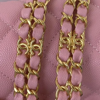 Chanel AS3580 Malá taška s klopou Jehněčí kůže Jehněčí kůže a zlatý kov Růžová