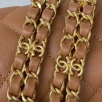 Chanel AS3580 Malá taška s klopou Jehněčí kůže Jehněčí kůže a zlatý kov Hnědá