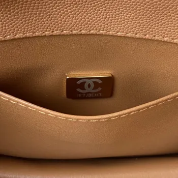 Chanel AS3580 Malá taška s klopou Jehněčí kůže Jehněčí kůže a zlatý kov Hnědá