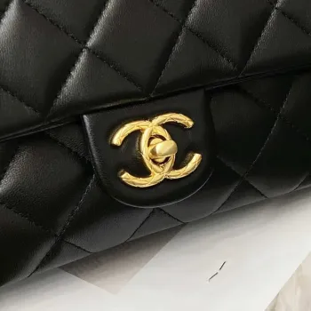 Chanel AS3609 Taška s klopou Jehněčí kůže Jehněčí kůže a zlatý kov Černá