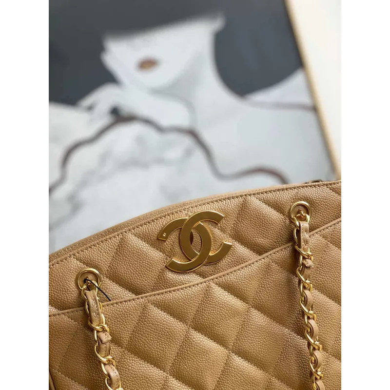 Chanel Vintage A97 Střední nákupní taška z telecí kůže, hnědá