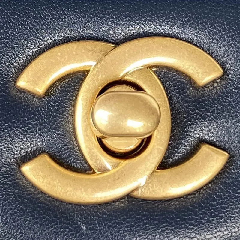 Chanel AS2431 Mini flap Navy Blue Lambskin taška s horním uchem Gold