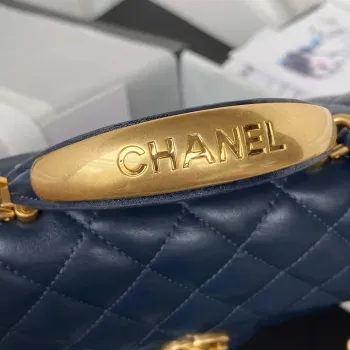 Chanel AS2431 Mini flap Navy Blue Lambskin taška s horním uchem Gold