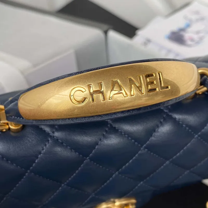 Chanel AS2431 Mini flap Navy Blue Lambskin taška s horním uchem Gold
