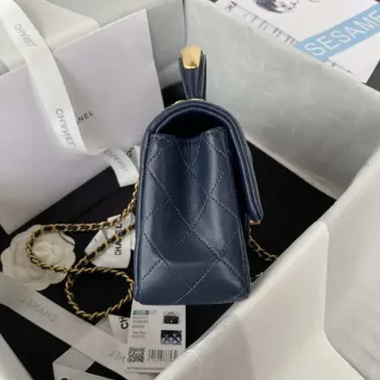 Chanel AS2431 Mini flap Navy Blue Lambskin taška s horním uchem Gold