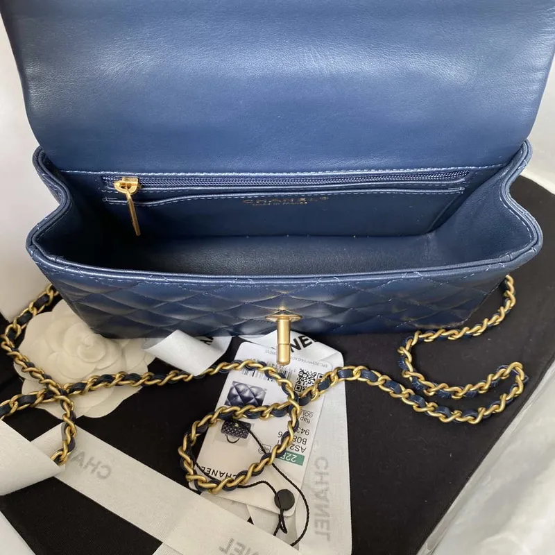 Chanel AS2431 Mini flap Navy Blue Lambskin taška s horním uchem Gold