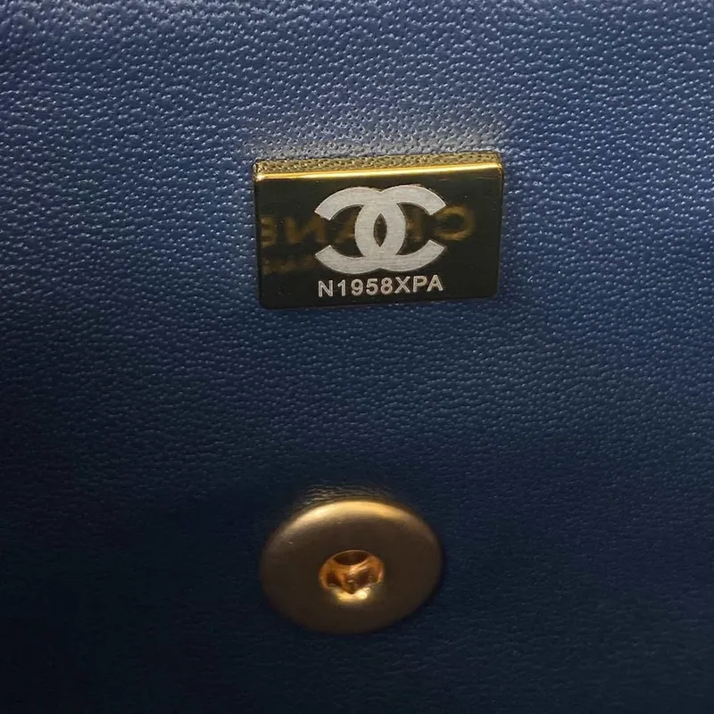 Chanel AS2431 Mini flap Navy Blue Lambskin taška s horním uchem Gold