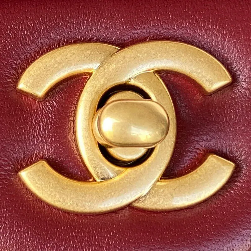 Chanel AS2431 Mini flap Wine Red Lambskin taška s horním uchem Gold