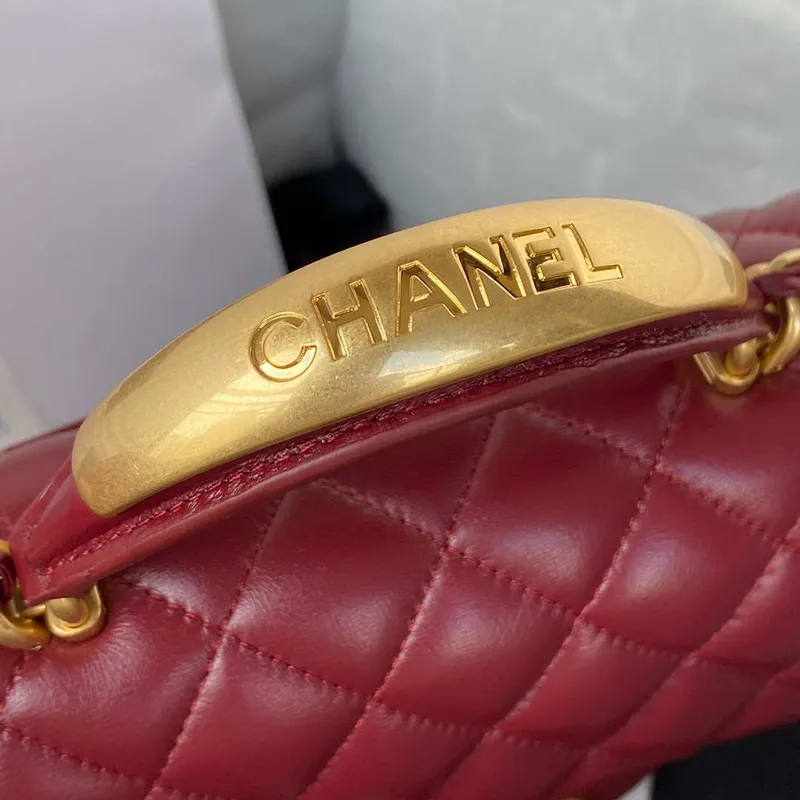 Chanel AS2431 Mini flap Wine Red Lambskin taška s horním uchem Gold