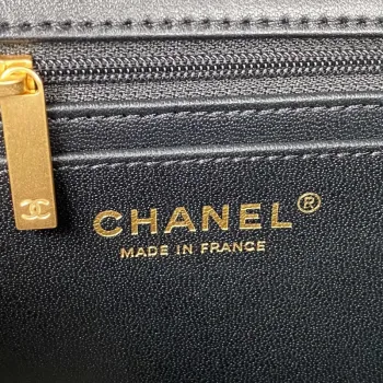 Chanel AS2431 Mini flap Černá taška z jehněčí kůže s horním uchem Zlatá