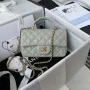 Chanel Mini flap Lambskin taška s horním uchem AS2431 Světle zelená Zlatá