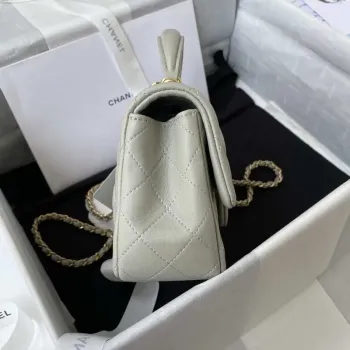 Chanel Mini flap Lambskin taška s horním uchem AS2431 Světle zelená Zlatá