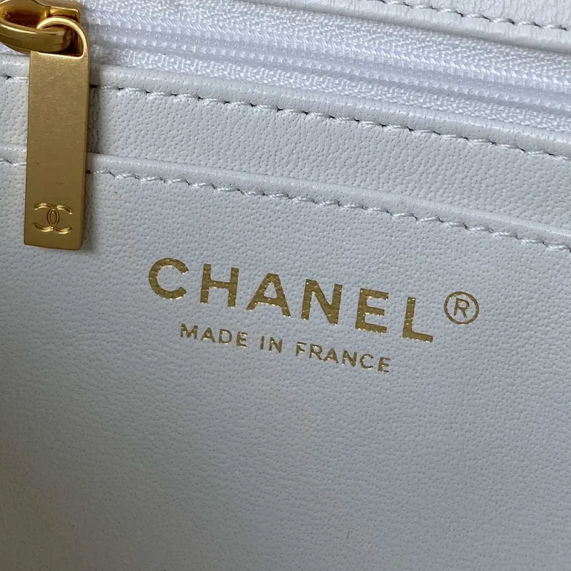 Chanel Mini flap Lambskin taška s horním uchem AS2431 Bílé zlato
