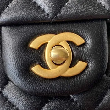 Chanel Mini flap Lambskin taška s horním uchem AS2431 Černá zlatá