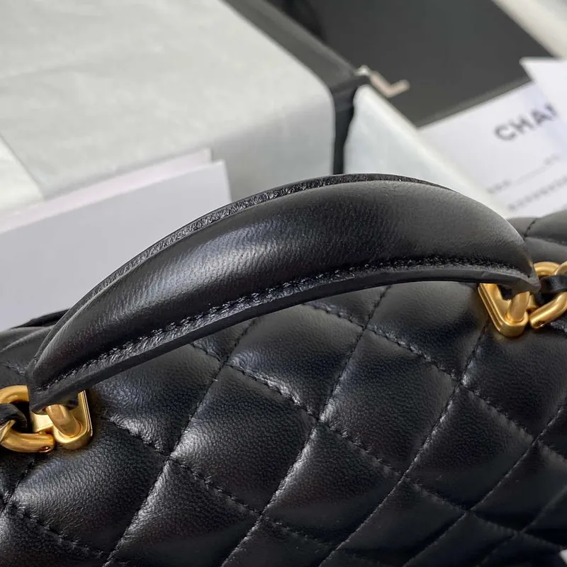 Chanel Mini flap Lambskin taška s horním uchem AS2431 Černá zlatá