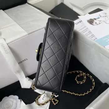 Chanel Mini flap Lambskin taška s horním uchem AS2431 Černá zlatá