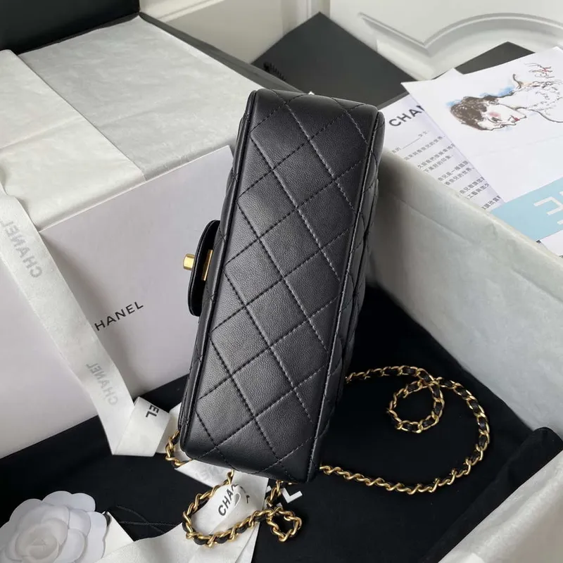 Chanel Mini flap Lambskin taška s horním uchem AS2431 Černá zlatá