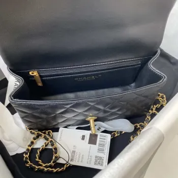 Chanel Mini flap Lambskin taška s horním uchem AS2431 Černá zlatá