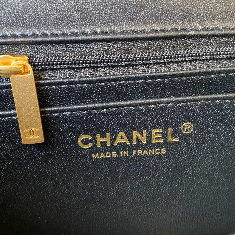 Chanel Mini flap Lambskin taška s horním uchem AS2431 Černá zlatá