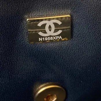 Chanel Mini flap Lambskin taška s horním uchem AS2431 Černá zlatá