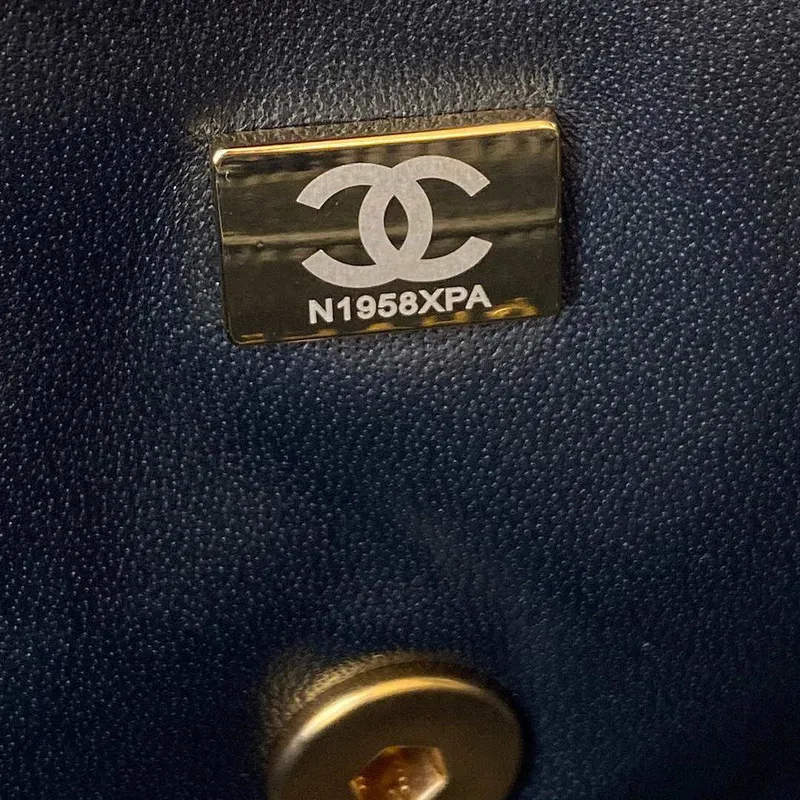 Chanel Mini flap Lambskin taška s horním uchem AS2431 Černá zlatá