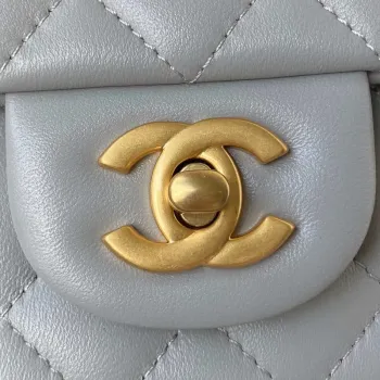 Chanel Mini flap Lambskin taška s horním uchem AS2431 Šedá zlatá