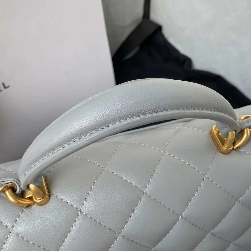 Chanel Mini flap Lambskin taška s horním uchem AS2431 Šedá zlatá