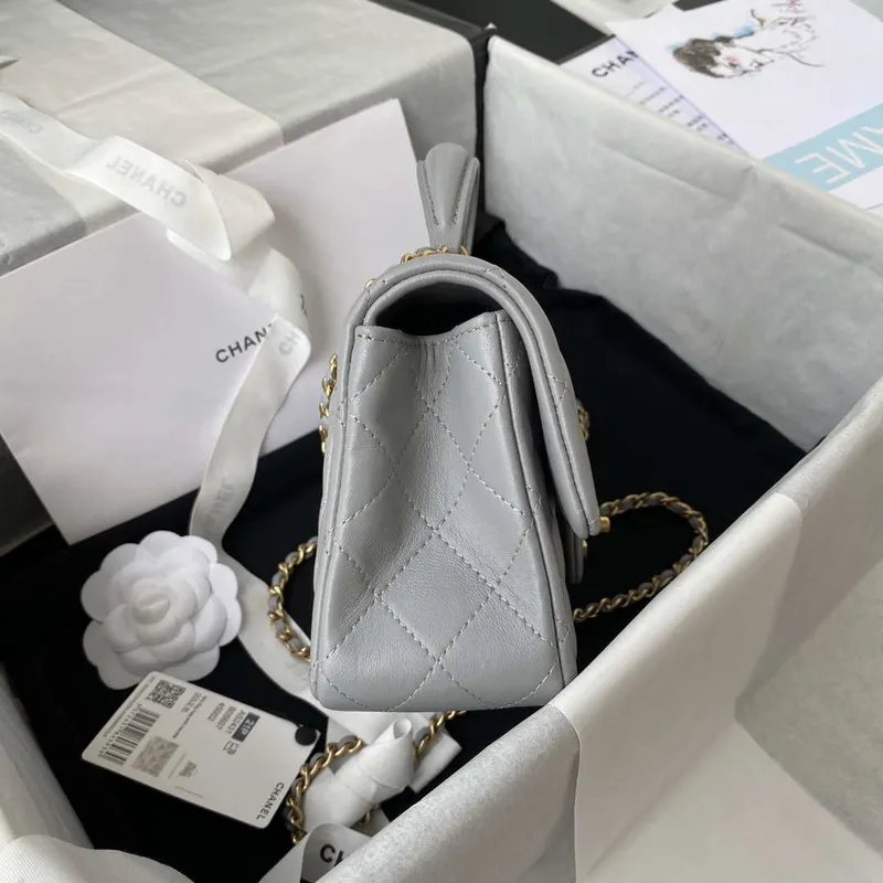 Chanel Mini flap Lambskin taška s horním uchem AS2431 Šedá zlatá