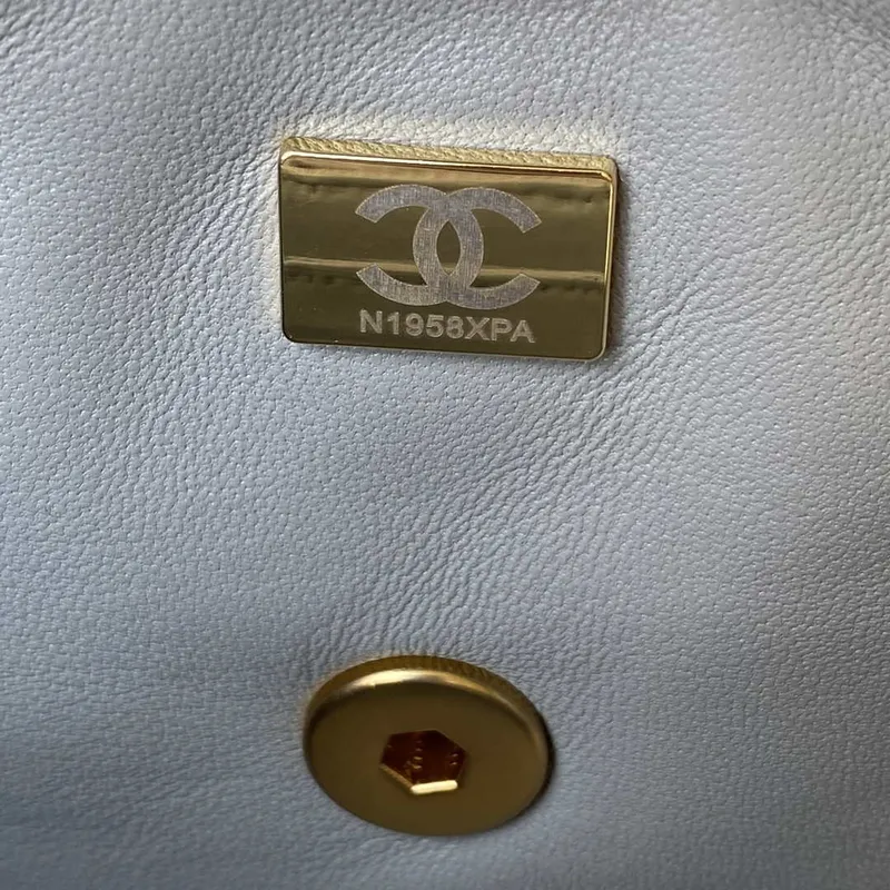 Chanel Mini flap Lambskin taška s horním uchem AS2431 Šedá zlatá