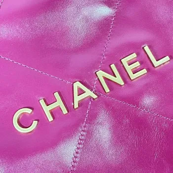 Chanel 22 Kabelka z lesklé telecí kůže AS3261 Růžová červená