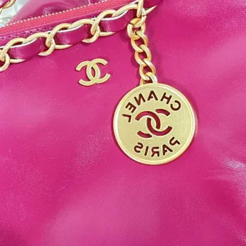 Chanel 22 Kabelka z lesklé telecí kůže AS3261 Růžová červená