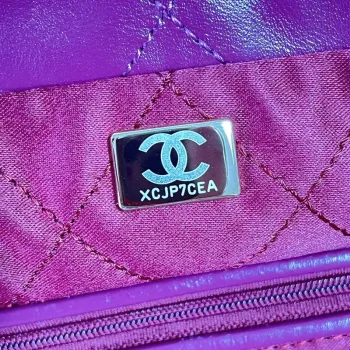 Chanel 22 Kabelka z lesklé telecí kůže AS3261 Růžová červená