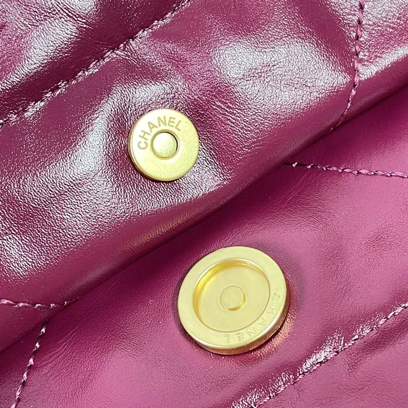 Chanel 22 Kabelka z lesklé telecí kůže AS3261 Růžová červená