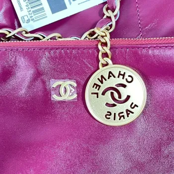 Chanel 22 Velká kabelka z lesklé telecí kůže AS3262 Růžová červená