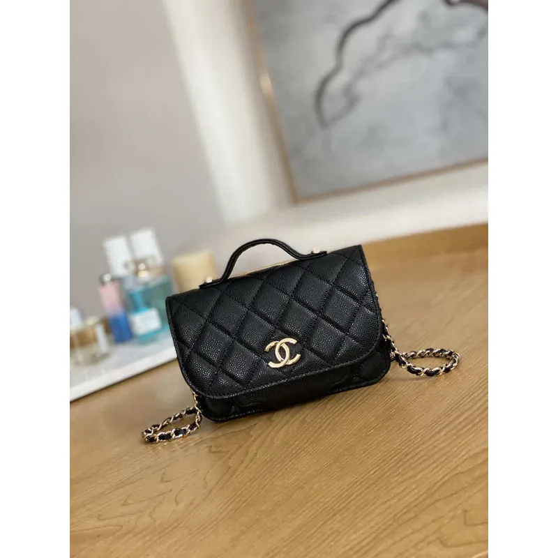 Chanel A81215 Mini messenger taška s uchem Černá
