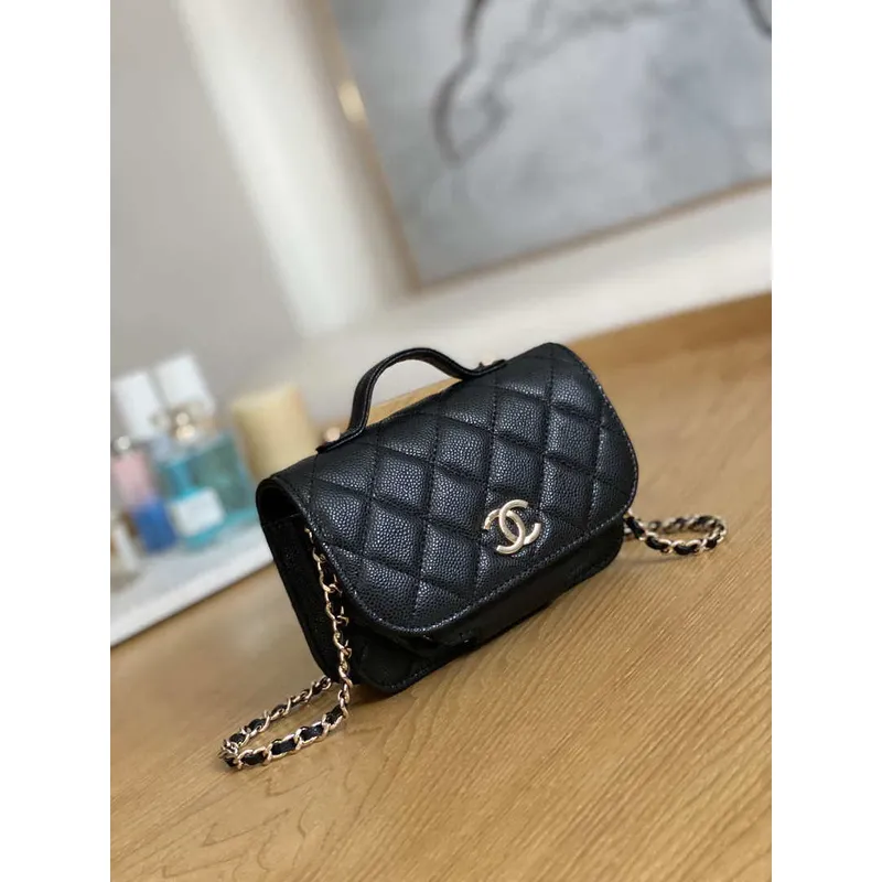 Chanel A81215 Mini messenger taška s uchem Černá